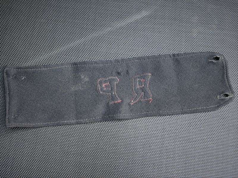 34) Early WW2 Original Regimental Police Armlet Red RP on Blue/Black Armband — image 3