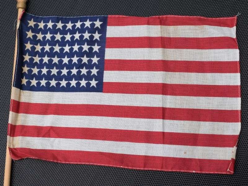 53) Lovely Original Small WW2 US 48 Star Patriotic Flag on Pole — image 4