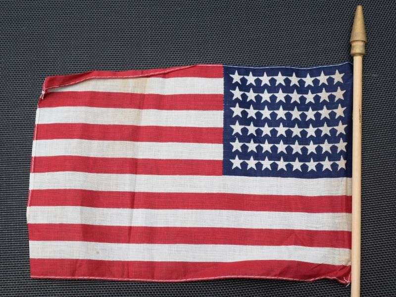 53) Lovely Original Small WW2 US 48 Star Patriotic Flag on Pole — image 5