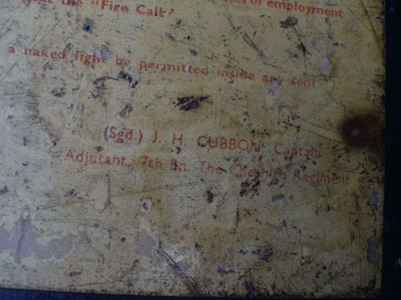 55) Lovely Original Early WW2 7th Cheshire Regiment Barrack Fire Orders 1939 — image 8