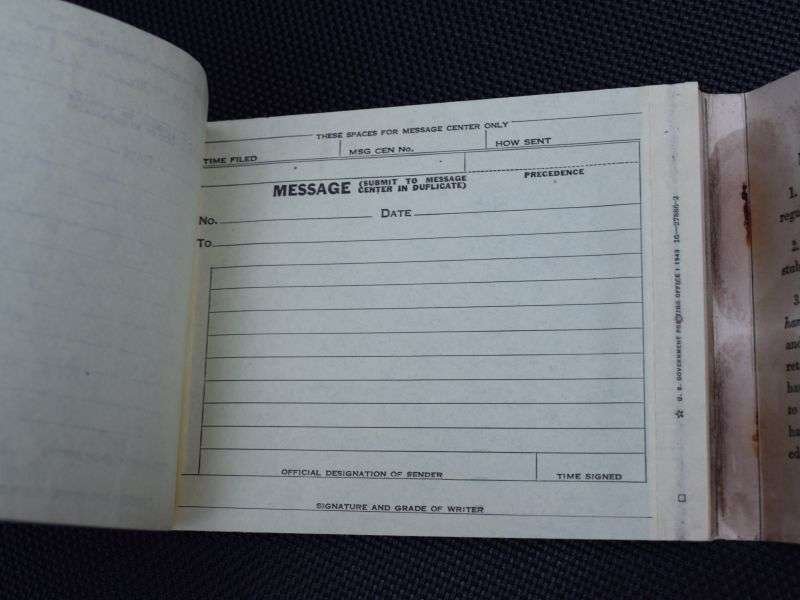 128) Original Un-Used WW2 US Army Message Book M-210-A Dated 1943 — image 4