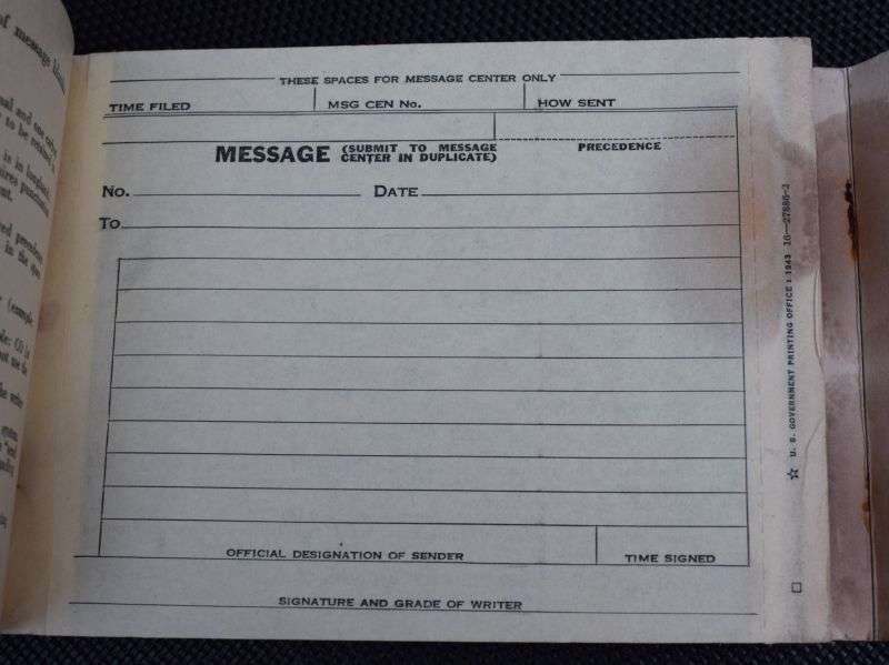 128) Original Un-Used WW2 US Army Message Book M-210-A Dated 1943 — image 7