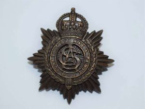150) Excellent Original WW1 ASC Officers Bronze Cap Badge