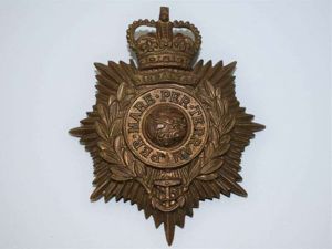 83) Excellent Original Post WW2 Royal Marines Helmet Plate