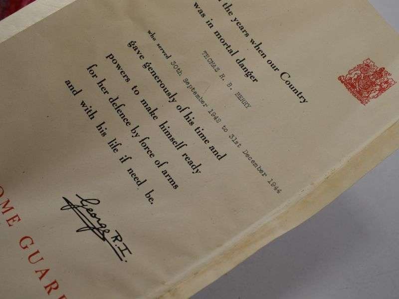 19) Original WW2 Home Guard Certificate to Thomas R.B.Berry 1942-1944 — image 2