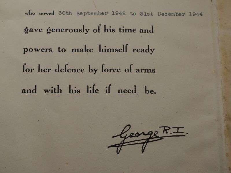 19) Original WW2 Home Guard Certificate to Thomas R.B.Berry 1942-1944 — image 4