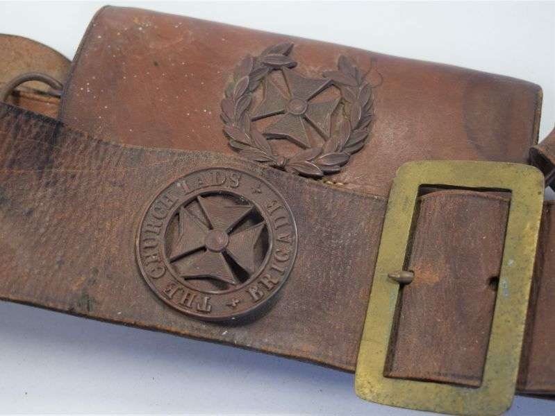 96) Excellent Original As Found Pre WW1 Church Lads Brigade Cross Belt & Pouch — image 4