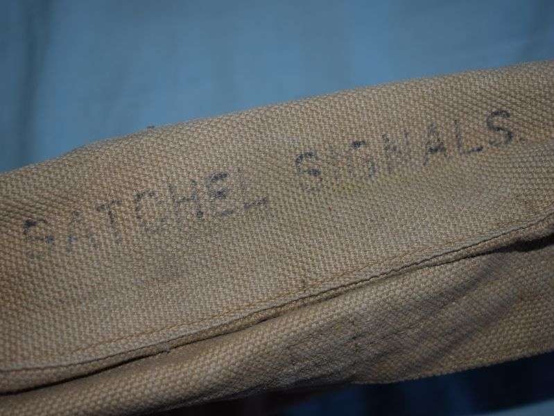 85) Good Clean WW2 Pattern Korean War Khaki Web Signals Satchel MECo 1953 — image 3