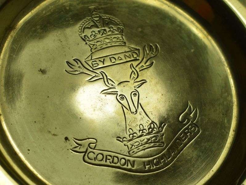 28) Excellent Solid Brass WW1 WW2 Gordon Highlanders Pin Tray — image 3