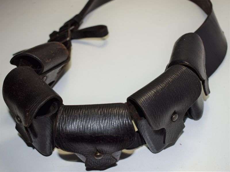129) Excellent British Military 1903 Pattern Ammo Bandolier in Black. Rifle Corps etc Dated 1922 — image 8