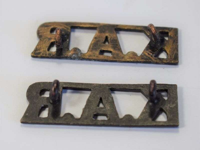 24) Good Original WW2 Kings African Rifles Blackened Brass Shoulder Titles — image 2