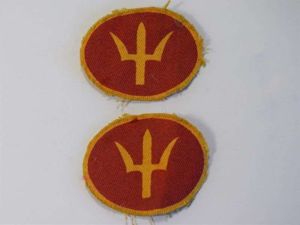 26) Original WW2 British 44th Division Printed Cloth Badge Pair