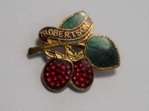 146) Vintage 1950s Robertsons Fruit Pin Badge
