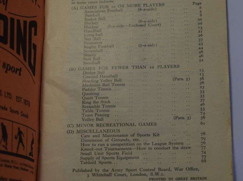 63) WW2 British Army Pamphlet Small Side Team Games & Tabloid Sports — image 4
