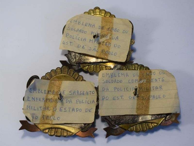 86) A Set of 3 Unusual Argentine Military Helmet Plates Sau-Paulo — image 3