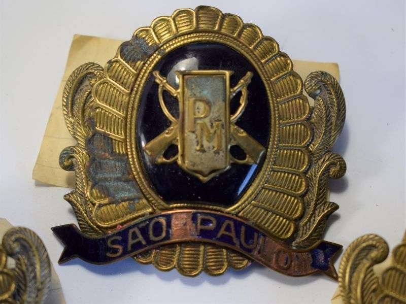 86) A Set of 3 Unusual Argentine Military Helmet Plates Sau-Paulo — image 5
