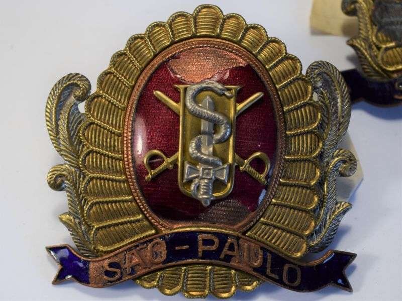 86) A Set of 3 Unusual Argentine Military Helmet Plates Sau-Paulo — image 6