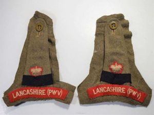 8) Excellent Original Post WW2 Lancashire PWV Titles & Insignia