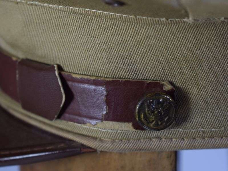 37) Original WW2 US Army Enlisted Mans Tropical Issue Peaked Cap — image 12