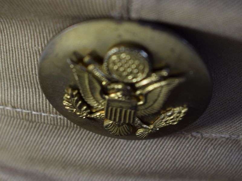 37) Original WW2 US Army Enlisted Mans Tropical Issue Peaked Cap — image 14