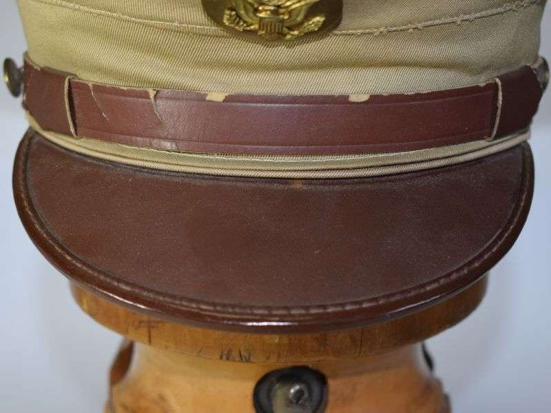 37) Original WW2 US Army Enlisted Mans Tropical Issue Peaked Cap — image 16