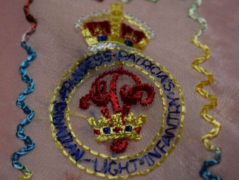 58) Excellent Original WW1 WW2 Princess Patricia's Canadian Light Infantry Sweetheart Hanky — image 5