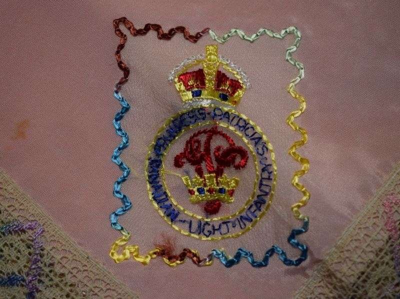 58) Excellent Original WW1 WW2 Princess Patricia's Canadian Light Infantry Sweetheart Hanky — image 7