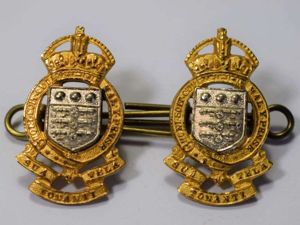 37) Original Short Lived RAOC Collar Badges Sua Tela Tonanti