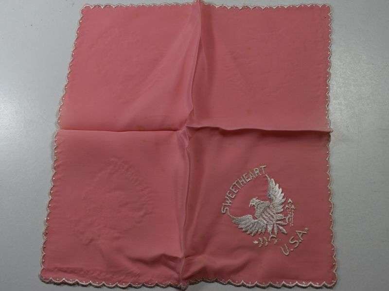 85) Excellent Original WW1 WW2 US Army Pink Sweetheart Hanky. Sweetheart — image 2