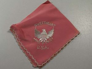 85) Excellent Original WW1 WW2 US Army Pink Sweetheart Hanky. …