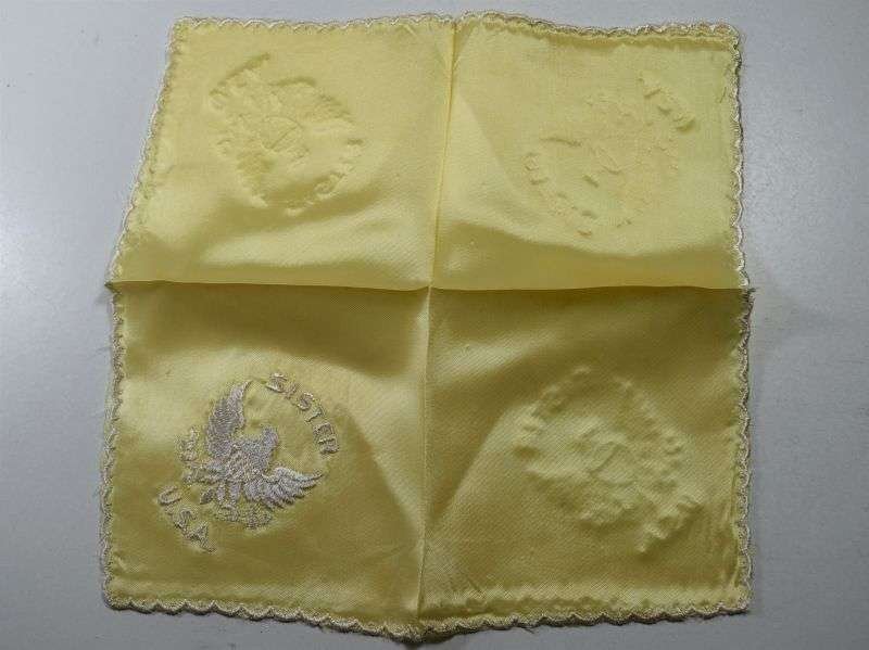 83) Excellent Original WW1 WW2 US Army Yellow Sweetheart Hanky. Sister — image 2