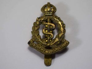 164) Original WW2 Locally Made Sand Cast Cap Badge RAMC