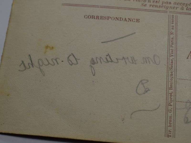 168) WW1 French Soldier Postcard. Passed By Censor Marked 1915 — image 2