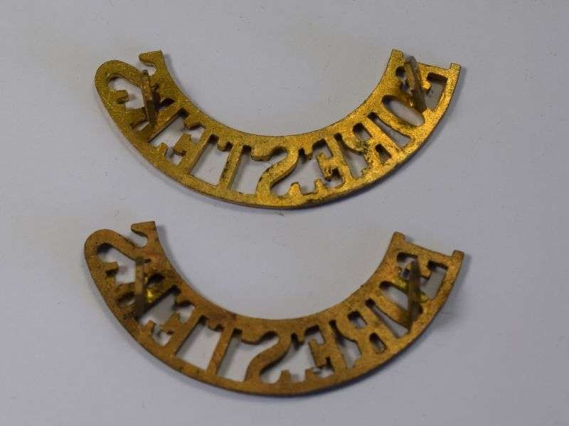 40) Original WW1 WW2 Sherwood Foresters Shoulder Title Pair — image 2