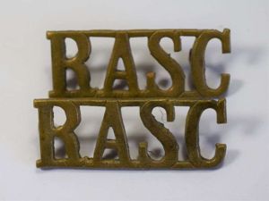 42) Original WW2 Royal Army Service Corps Shoulder Title Pair