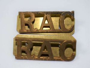 47) Original Officers Royal Armoured Corps Shoulder Title Pair