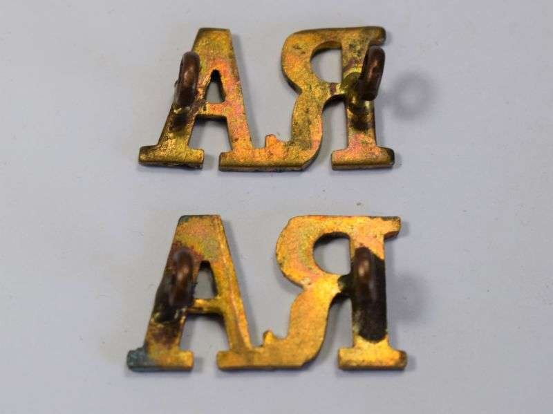 49) Original WW1 WW2 Royal Artillery Shoulder Title Pair — image 2