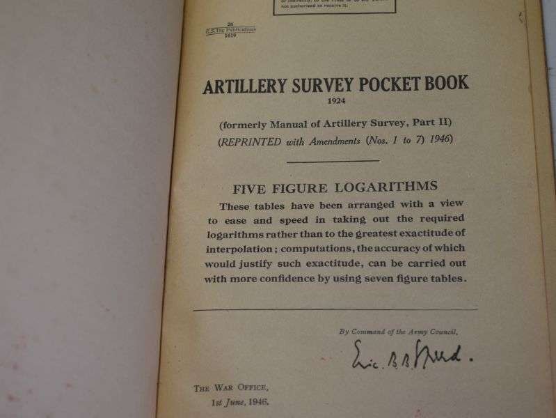 24) British Artillery Survey Pocket Book Five Figure Logarithms printed 1946 — image 8