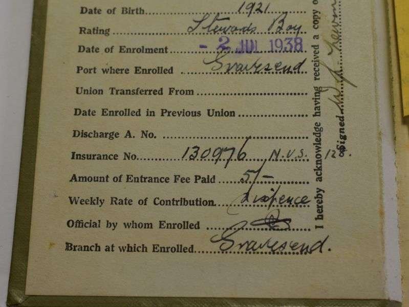 24) Early WW2 National Union of Seamen Members Contribution Book 1938-40 — image 13