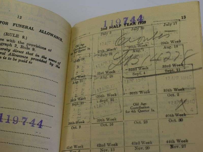 24) Early WW2 National Union of Seamen Members Contribution Book 1938-40 — image 5