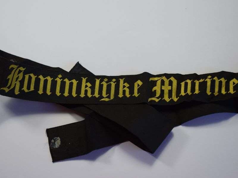 110) Vintage WW2? Royal Dutch Navy Photo & Koninklijke Marine Cap Tally — image 4