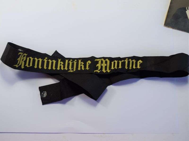 110) Vintage WW2? Royal Dutch Navy Photo & Koninklijke Marine Cap Tally — image 5