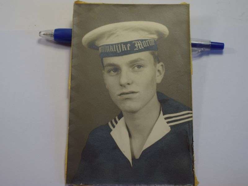 110) Vintage WW2? Royal Dutch Navy Photo & Koninklijke Marine Cap Tally — image 8