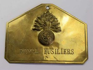 46) Original WW1 WW2 Royal Fusiliers Brass Duty Plate