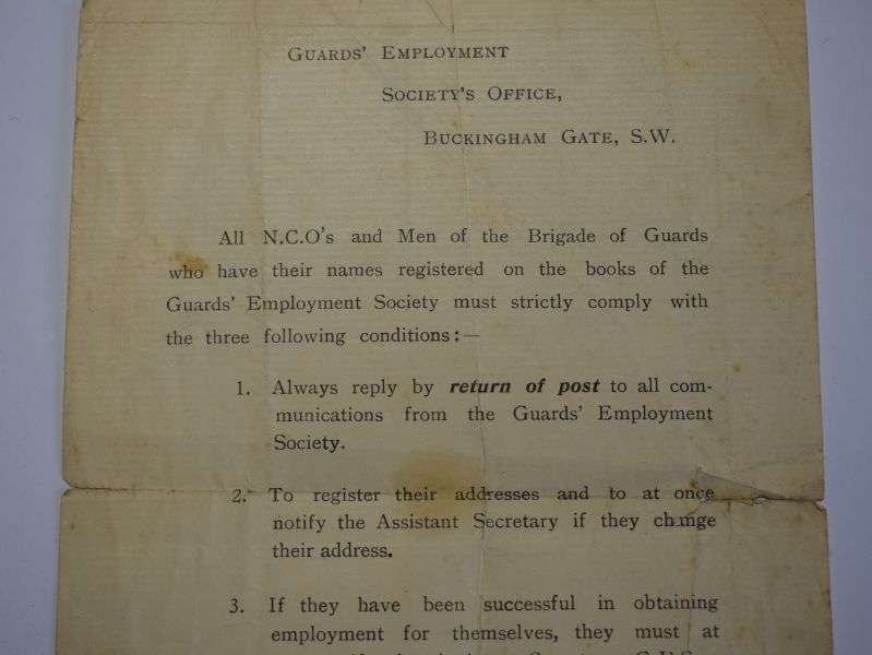 52) WW1 Era Guards Brigade Employment Society Letter — image 5