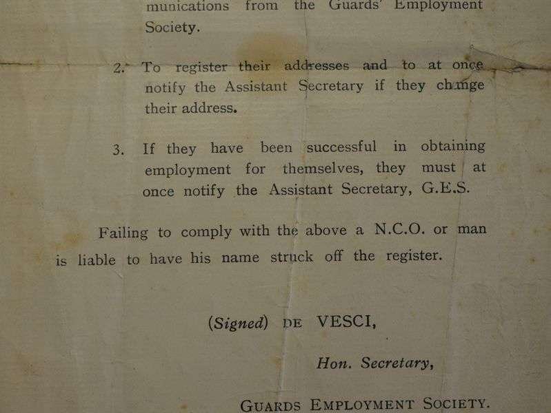 52) WW1 Era Guards Brigade Employment Society Letter — image 6