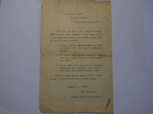 52) WW1 Era Guards Brigade Employment Society Letter