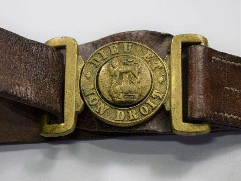 144) WW1 WW2 British Army Leather Sword Belt & Kings Crown Buckle — image 7