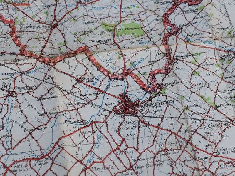 27) Good Used WW1 British Military Map Belgium Hazebrouck 5A Ypres, Poperinghe, Messines, Ploegsteert Etc — image 7