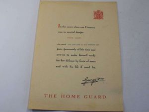 105) Original WW2 Home Guard Service Certificate to Charles Laslett